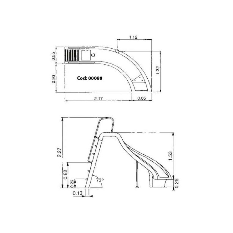 TOBOGAN CURVADO IZQUIERDA 1,78 M. 00089