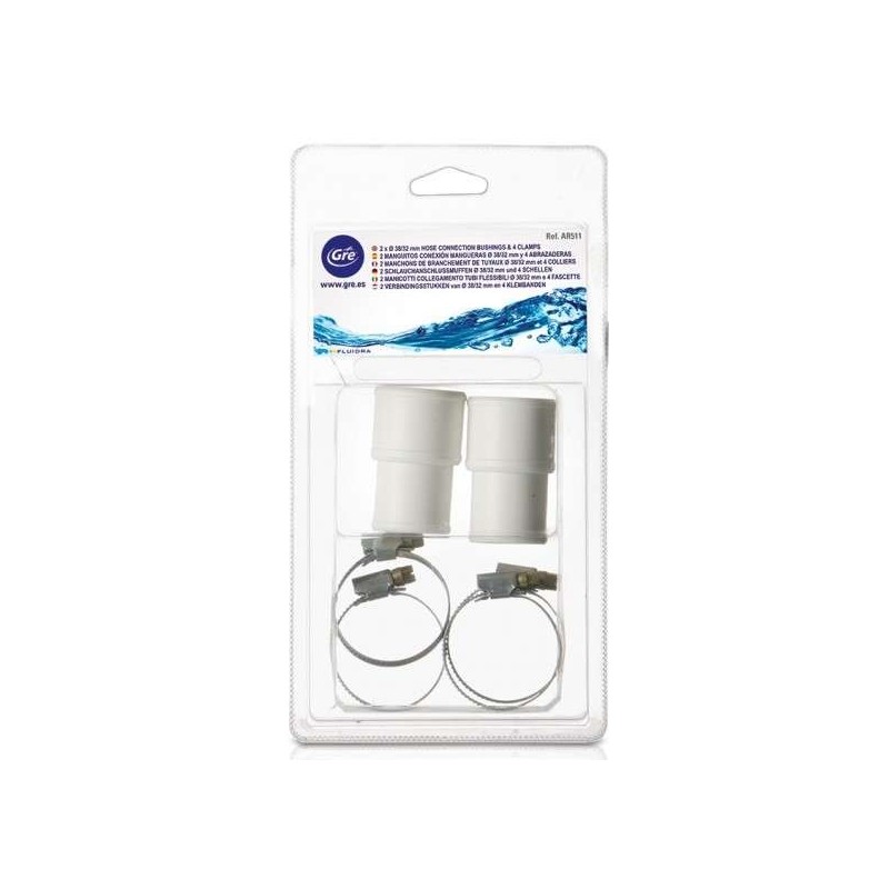 2 conectores 38/32mm + 4 abrazaderas 38/32mm Gre. AR511