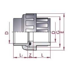 Enlace tres piezas PVC D.50 Cepex