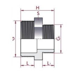 Reducción roscada PVC macho-macho D. 1/2" x 3/8". 02303