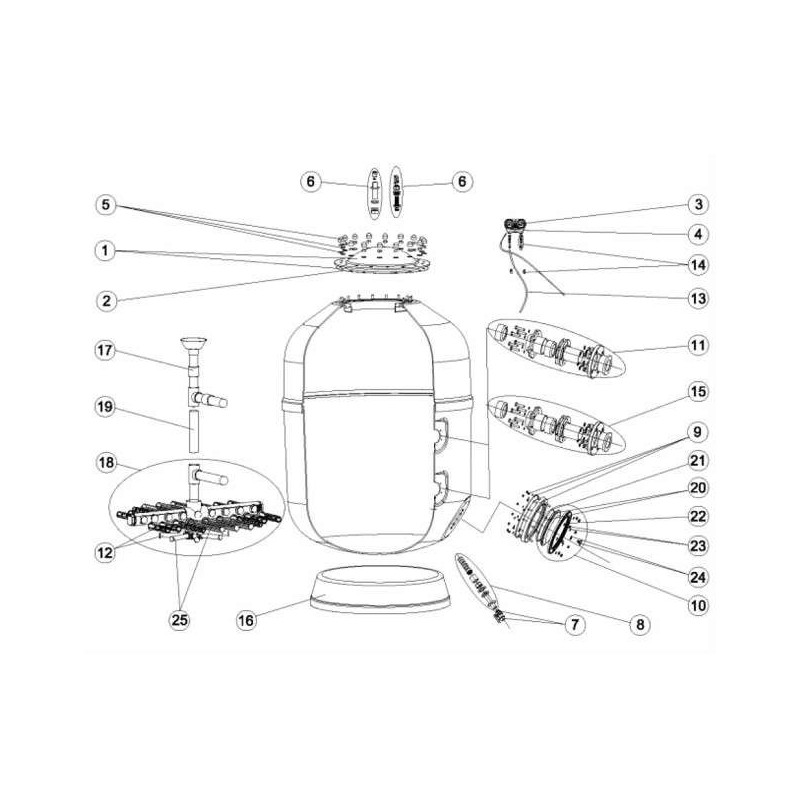 Tornillería tapa filtro Europa Astralpool. 4404260211