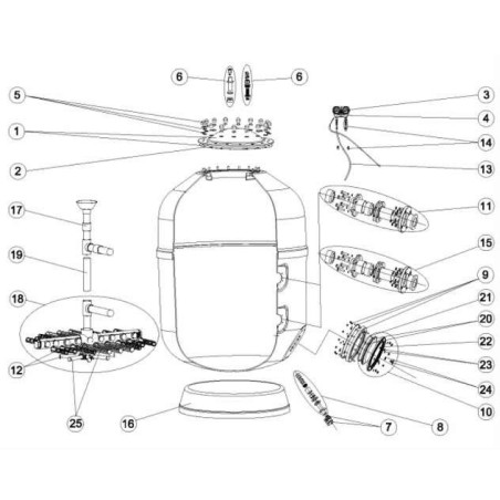 Tornillería tapa filtro Europa Astralpool. 4404260211