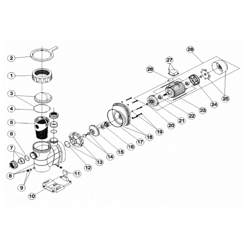 Junta brida motor bomba Astral Glass Plus Astralpool. 4405010606