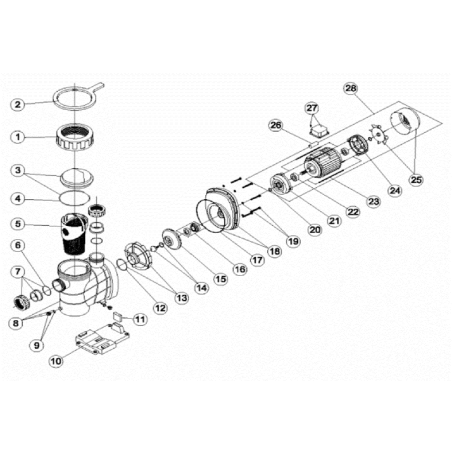 Junta brida motor bomba Astral Glass Plus Astralpool. 4405010606