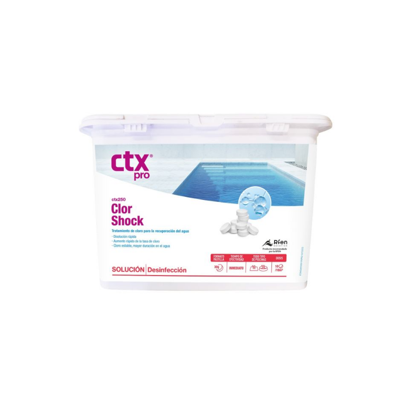 CTX-250 Clorshock 1KG - Dicloro en tabletas Premium. 75133 20 unidades