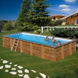 Piscina elevada de madera rectangular Braga 800x400x146 cm Gre. 790095