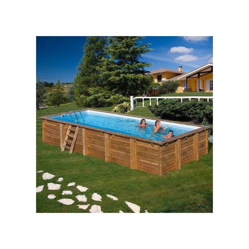 Piscina elevada de madera rectangular Braga 800x400x146 cm Gre. 790095