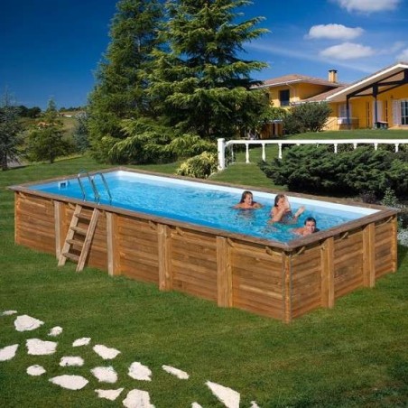 Piscina elevada de madera rectangular Braga 800x400x146 cm Gre. 790095