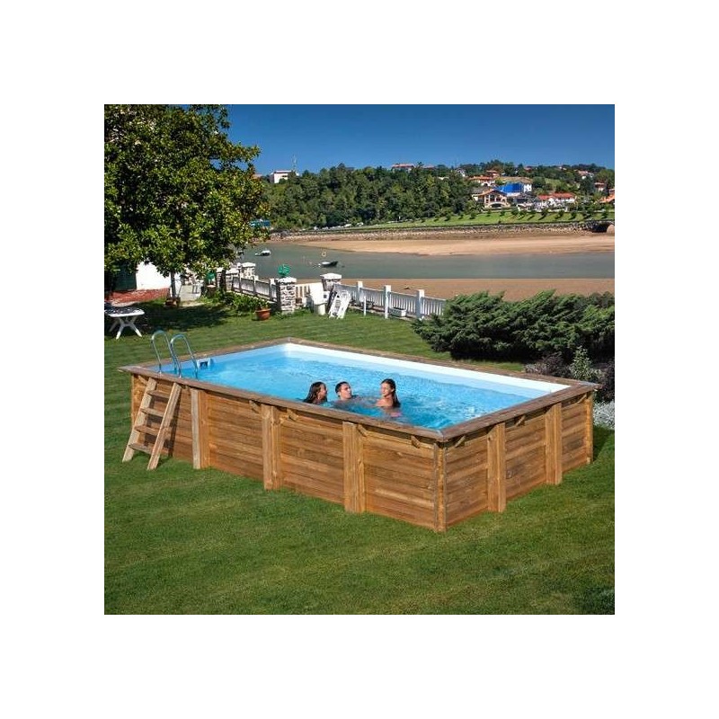 Piscina elevada de madera rectangular Evora 600x400x133 cm Gre. 790094