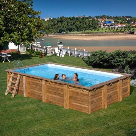 Piscina elevada de madera rectangular Evora 600x400x133 cm Gre. 790094
