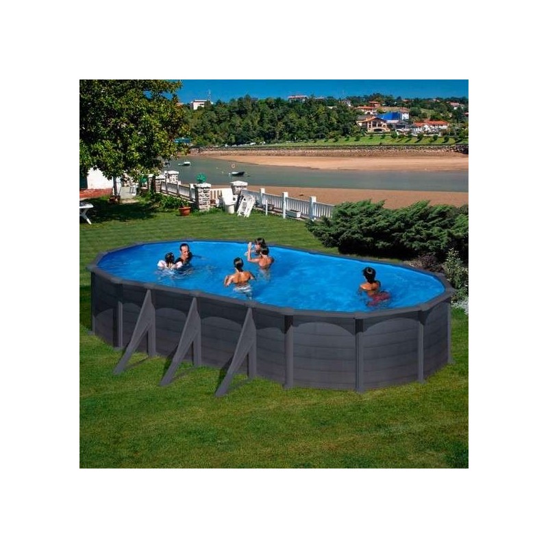 Piscina elevada GRANADA grafito 730 x 375 x 132 cm Gre. KITPROV738GF