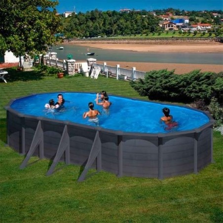 Piscina elevada GRANADA grafito 730 x 375 x 132 cm Gre. KITPROV738GF