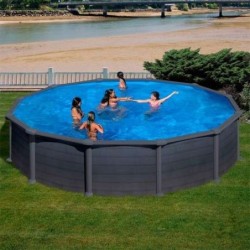 Piscina elevada GRANADA aspecto grafito Ø 350 x 132 cm Gre. KITPR358GF