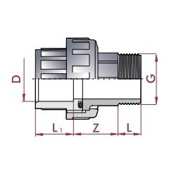 Enlace tres piezas mixto PVC D.50 a 1 1/2" RM Cepex