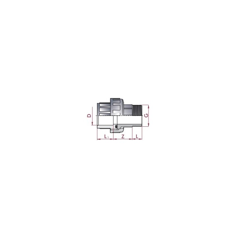 Enlace tres piezas mixto PVC D.50 a 1 1/2" RM Cepex