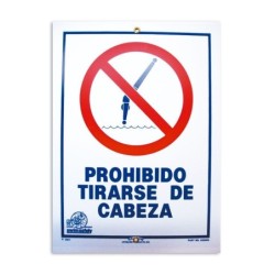Cartel seguridad PROHIBIDO TIRARSE DE CABEZA. 100693