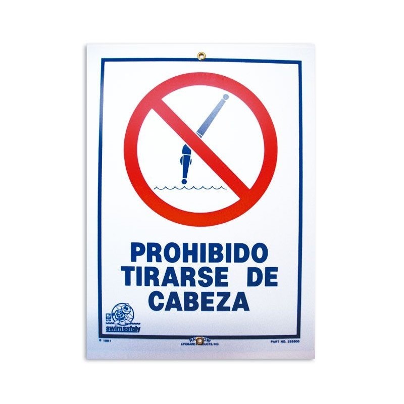 Cartel seguridad PROHIBIDO TIRARSE DE CABEZA. 100693
