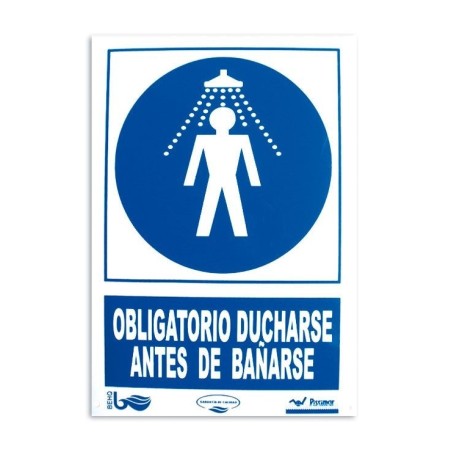 Cartel seguridad OBLIGATORIO DUCHARSE ANTES DE BAÑARSE. 101168