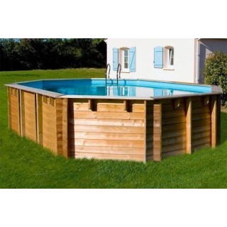 Piscina elevada de madera ovalada Vermela 672x472x146 cm Gre. 790098