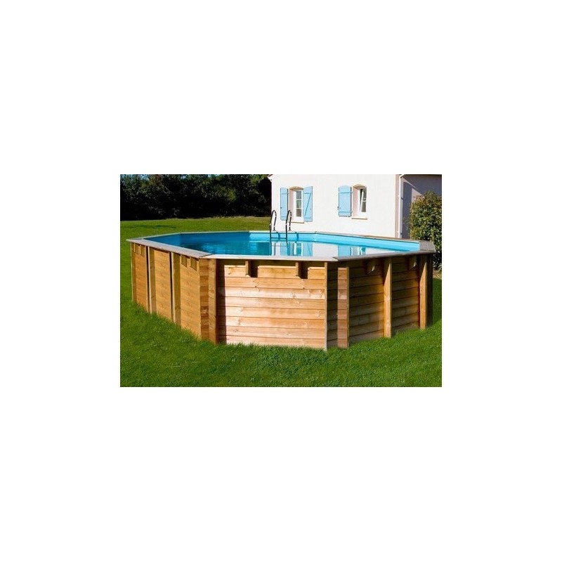 Piscina elevada de madera ovalada Vermela 672x472x146 cm Gre. 790098