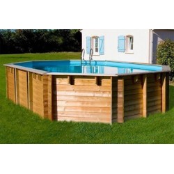 Piscina elevada de madera ovalada Macadamia 632 x 335 x 130 cm Gre. KPBOC632