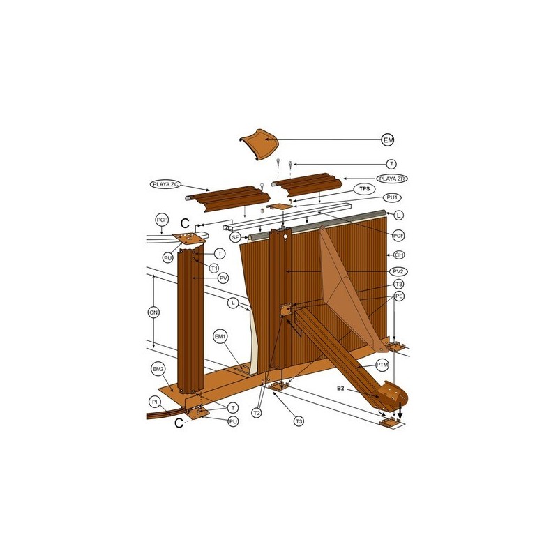 Kit 10 playas 1,09 piscina D.500 imitación madera Gre. PLYW15101095