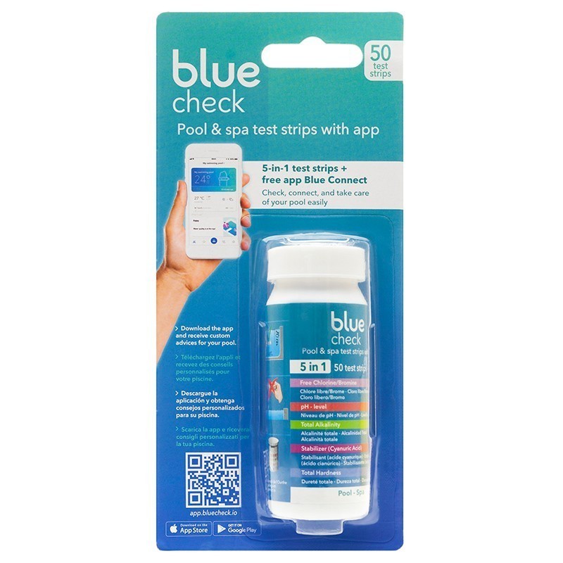 Blue Check tiras analíticas 5-en-1 vía App Astralpool. 71665