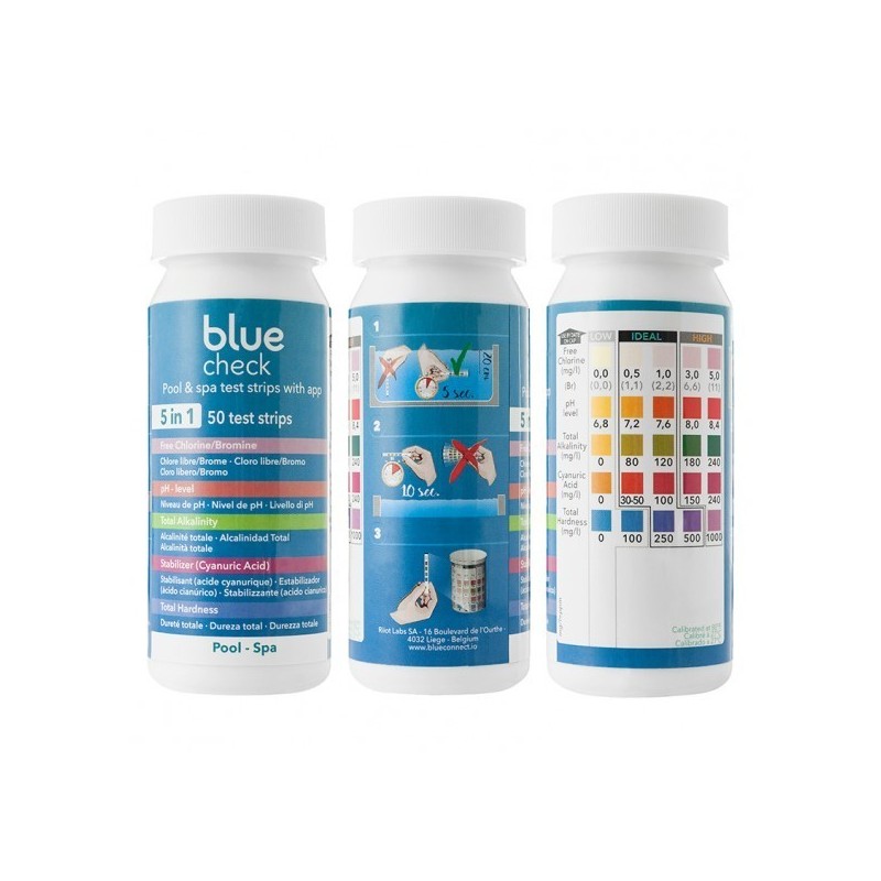 Blue Check tiras analíticas 5-en-1 vía App Astralpool. 71665