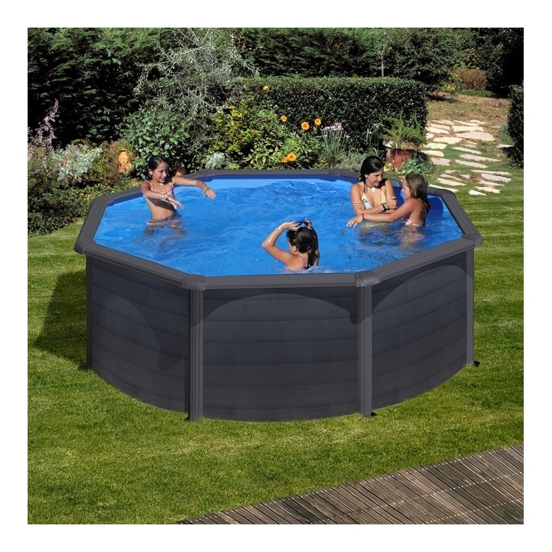 Piscina elevada KEA aspecto grafito Ø 300 x 120 Gre. KIT300GF