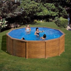 Piscina GRE Pacific redonda imitación madera Ø 300 x 120 cm. KIT300W