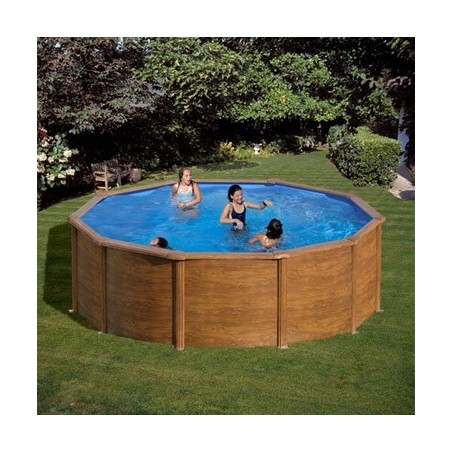 Piscina GRE Pacific redonda imitación madera Ø 300 x 120 cm. KIT300W