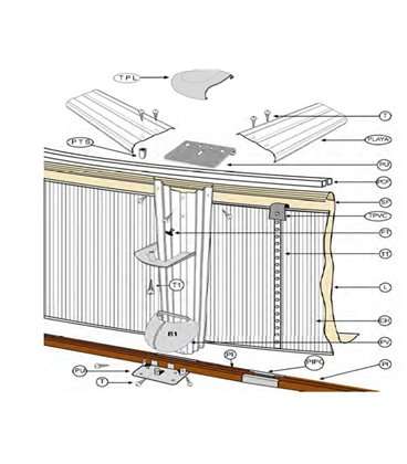 Perfil inferior de sujeción chapa para piscina D.550 Gre. PC5501420WP