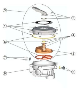 Juntas válvula selectora lateral FLAT 1 1/2" Astralpool. 4404122104