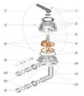 Resorte con arandelas válvula 2 1/2'' negra con enlaces Astralpool. 4404120703
