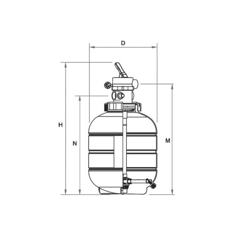 FILTRO MILLENIUM CON SALIDA TOP T/ZUNCHO 17000 L/H D.660 MM SAL. 1 1/2. 33818