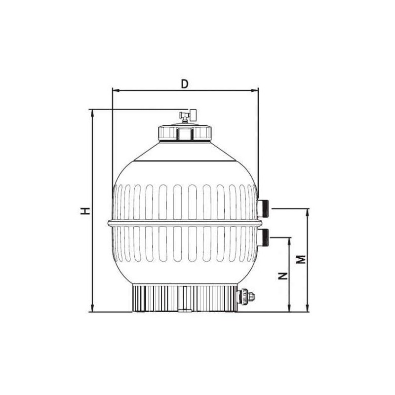 FILTRO CANTABRIC Ø 750 LATERAL SAL. 2 Válvula tornillos. 15784AN