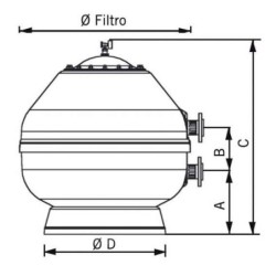 Filtro Vesubio Ø 750 Salida Lateral 2" Sin Válvula. 15787-0100