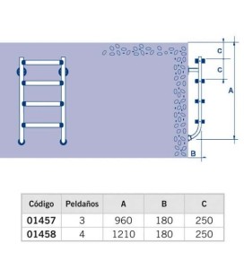 PARTE INFERIOR ESCALERA PARTIDA AISI316 3 PELDAÑOS LUXE 2
