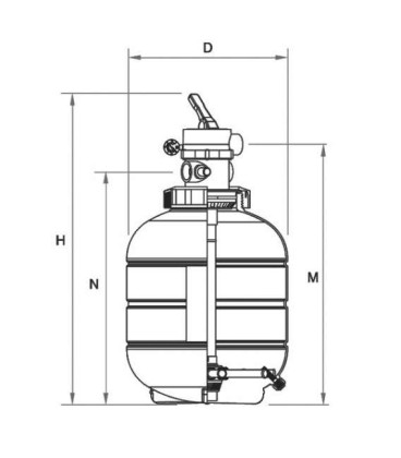FILTRO MILLENIUM CON SALIDA TOP T/ZUNCHO 7000 L/H D.430 MM SAL. 1 1/2