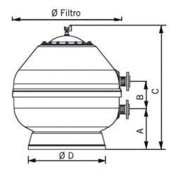 FILTRO VESUBIO 9000 l/h Ø 500 CON VÁLVULA LATERAL SAL 1 1/2". 19353