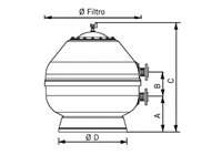 FILTRO VESUBIO 8000 l/h Ø 450 CON VÁLVULA LATERAL SAL 1 1/2"