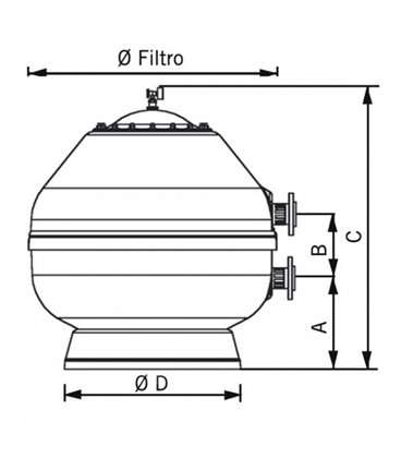 FILTRO VESUBIO 14000 l/h Ø 600 CON VÁLVULA LATERAL SAL 1 1/2"
