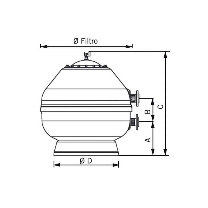 FILTRO VESUBIO 14000 l/h Ø 600 CON VÁLVULA LATERAL SAL 1 1/2". 15786
