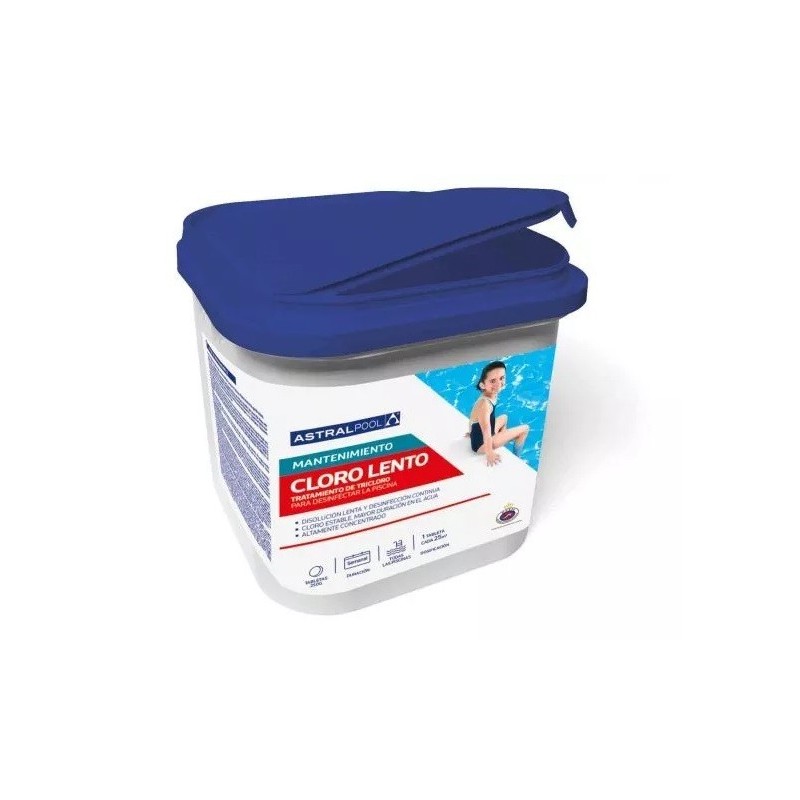 Cloro Lento Tabletas 250gr 5kg. Astralpool. 75162