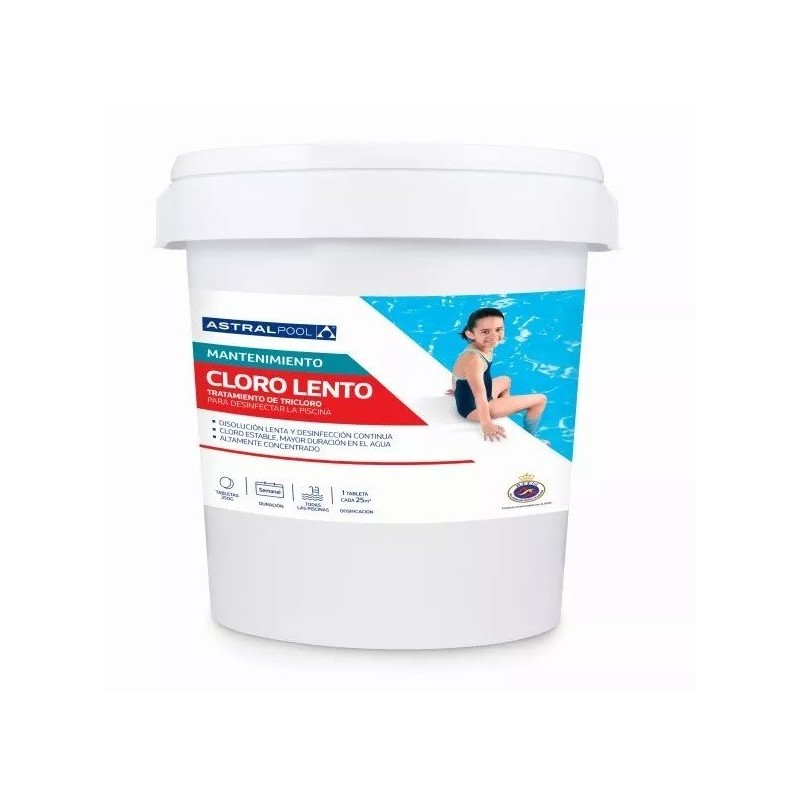 Cloro Lento Tabletas 250gr 25kg. Astralpool. 75163