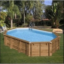 Piscina elevada de madera ovalada Safran-2 620 x 395 x 136 cm Gre. 7900892