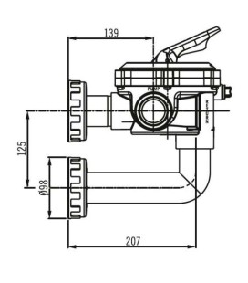 Válvula selectora Astralpool tornillos 1 1/2" Flat. 34543 2