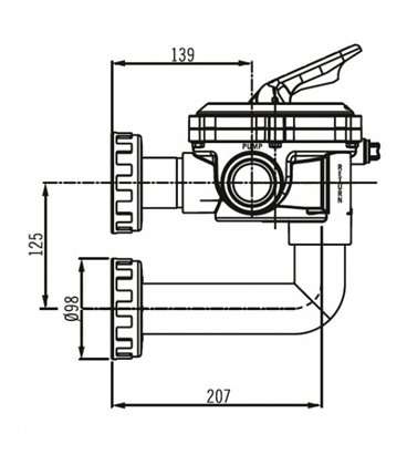 Válvula selectora Astralpool tornillos 1 1/2" Flat. 34543