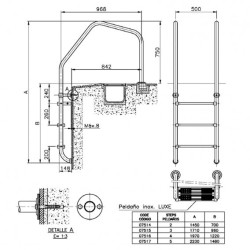 ESCALERA MODELO 1000 PARA REBOSADERO 1 PELDAÑO LUXE+1 SEG.. 07514