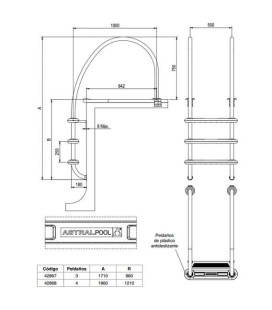 Escalera Komfort 1000 - 3 peldaños Astralpool. 42867 2